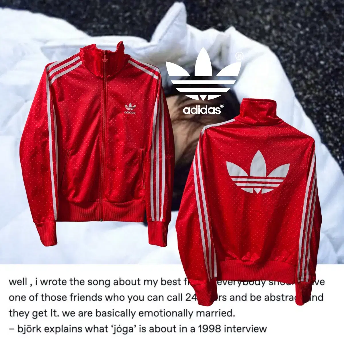 ADIDAS red S2 dot jersey zip-up